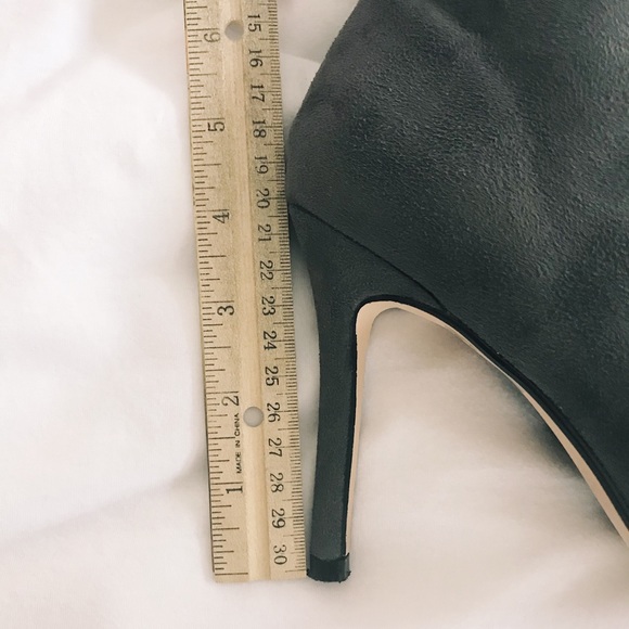 Gray Heels Boots Lace-up Suede Heeled Bootie Shoes - Picture 4 of 8